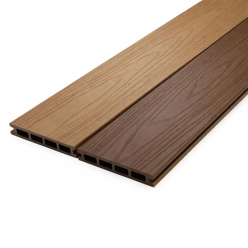 Piso Deck WPC Coextruido Bicolor Café Chocolate y Café Madera - detalle del perfil