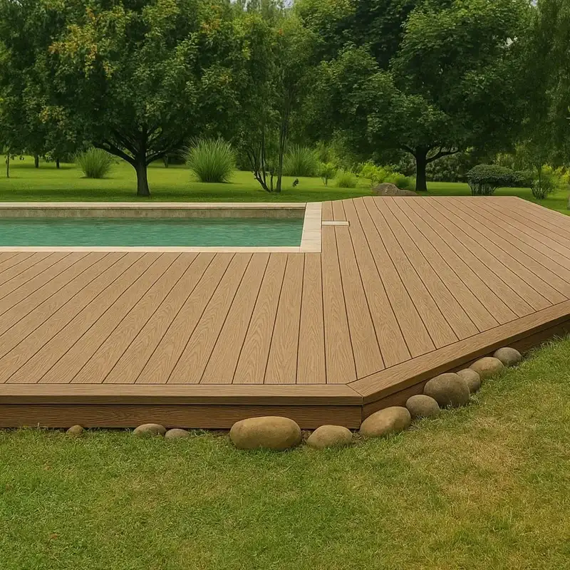 Piso Deck WPC Coextruido Bicolor Café Chocolate / Café Madera - vista frontal