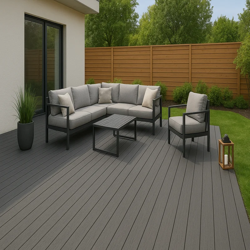 Piso Deck WPC Coextruido Bicolor Negro / Gris Grafito - vista frontal