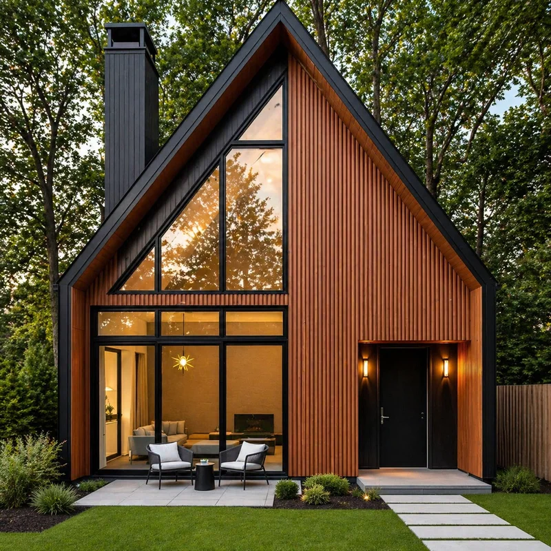 Siding Metálico Color Café Madera REM101 - fachada exterior
