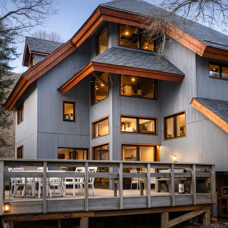 Revestimiento WPC REW102 Gris Piedra instalado en casa de campo