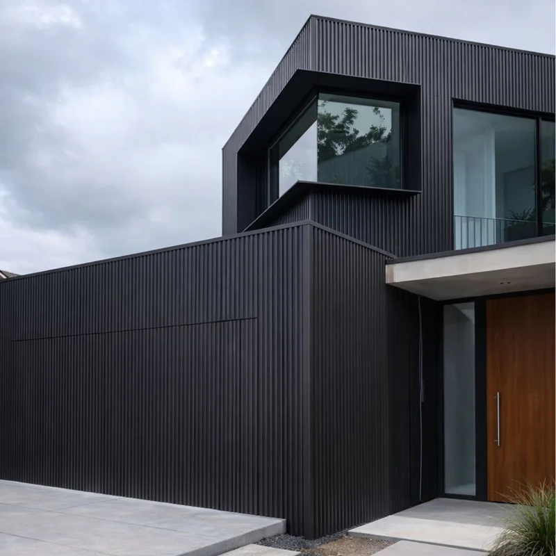Proyecto revestimiento exterior WPC Negro REW102 en fachada