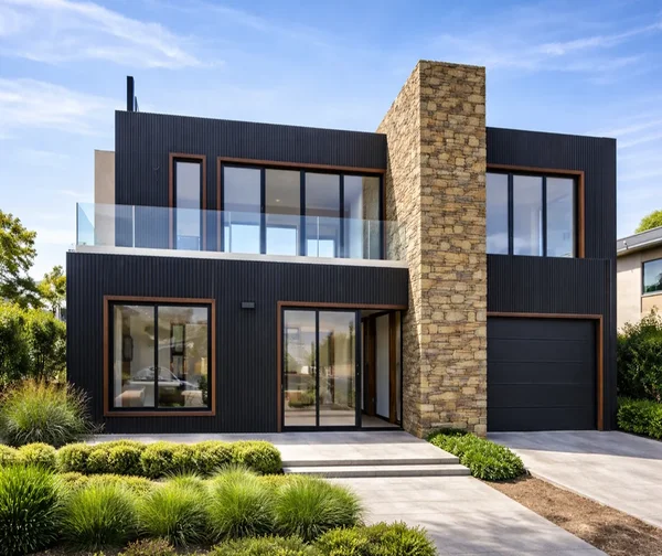 Revestimiento exterior de WPC y revestimiento de piedras PU para casas